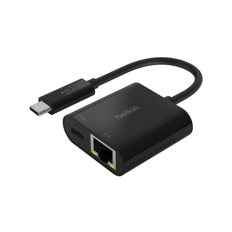 Belkin USB-C To Ethernet + Charge Adapter - Black - محول